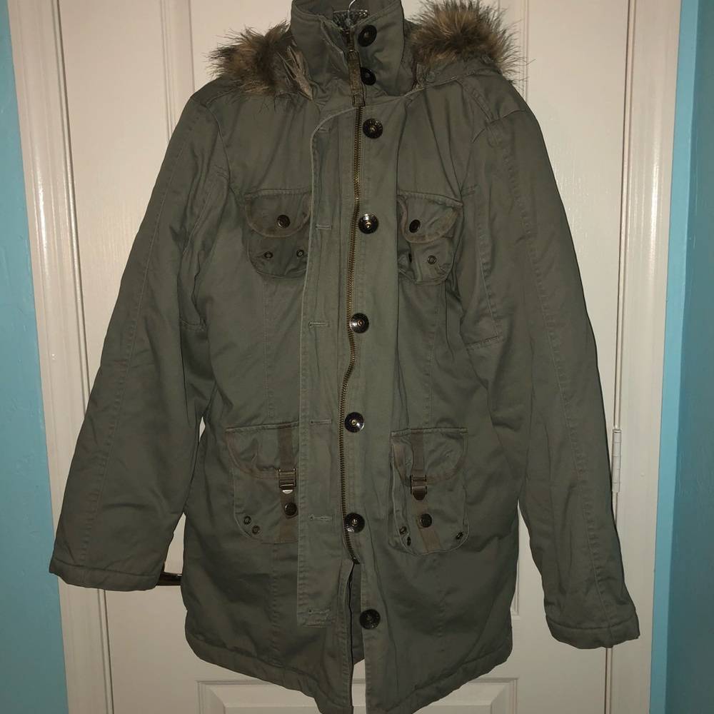 Arizona Jean Company Green Faux Fur Coat Size XL